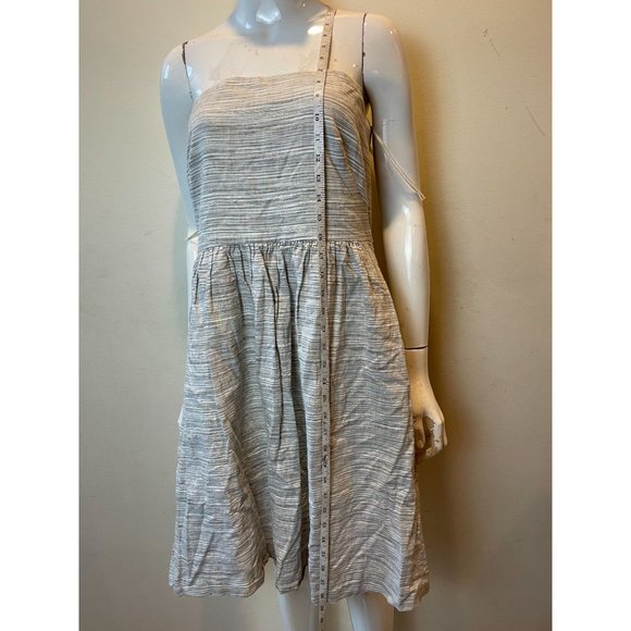 Banana Republic Womens Strapless Mini Dress Pinstripe Linen Grey White Size 10 - Picture 3 of 7